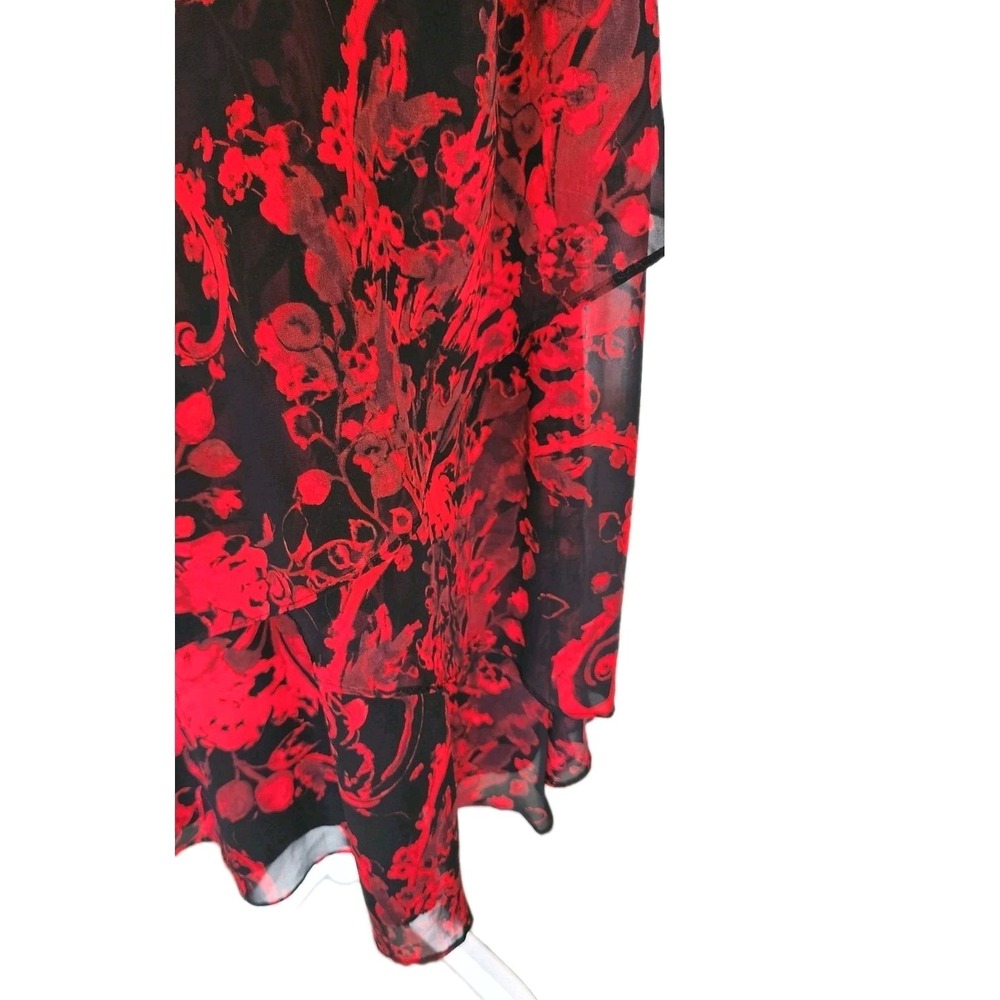 Connected Apparel Sheath Dress Womens 20W‎ Tiered Red Black Floral Career Casual - Picture 4 of 9